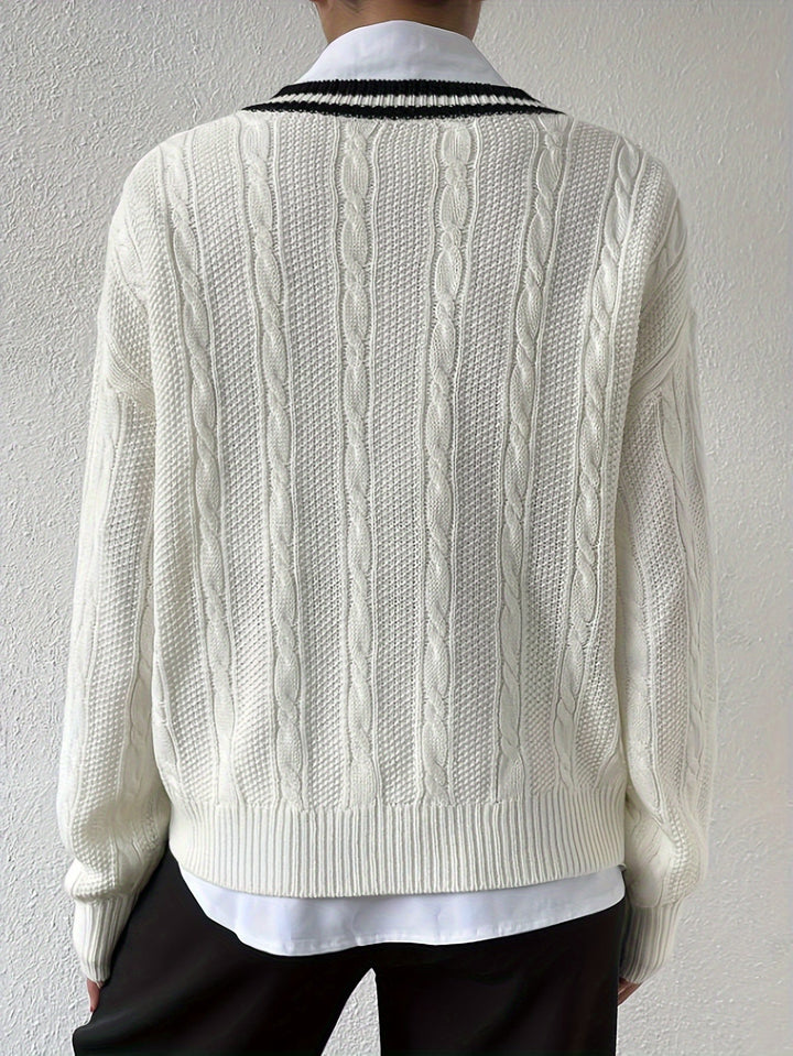 Cable Knit V-Neck Sweater