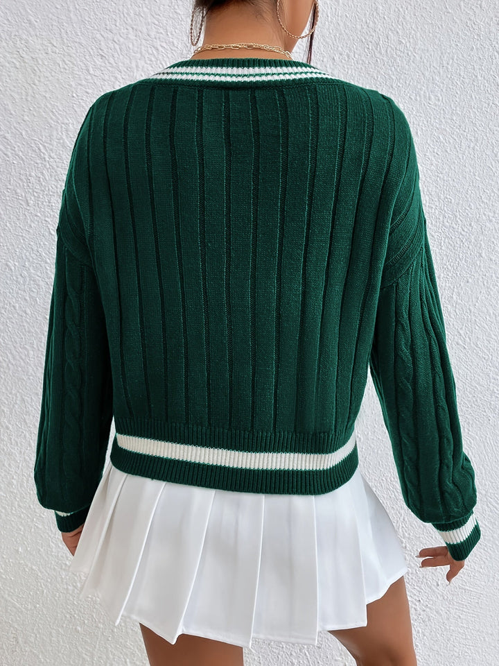 V-Neck Long Sleeve Knit Sweater